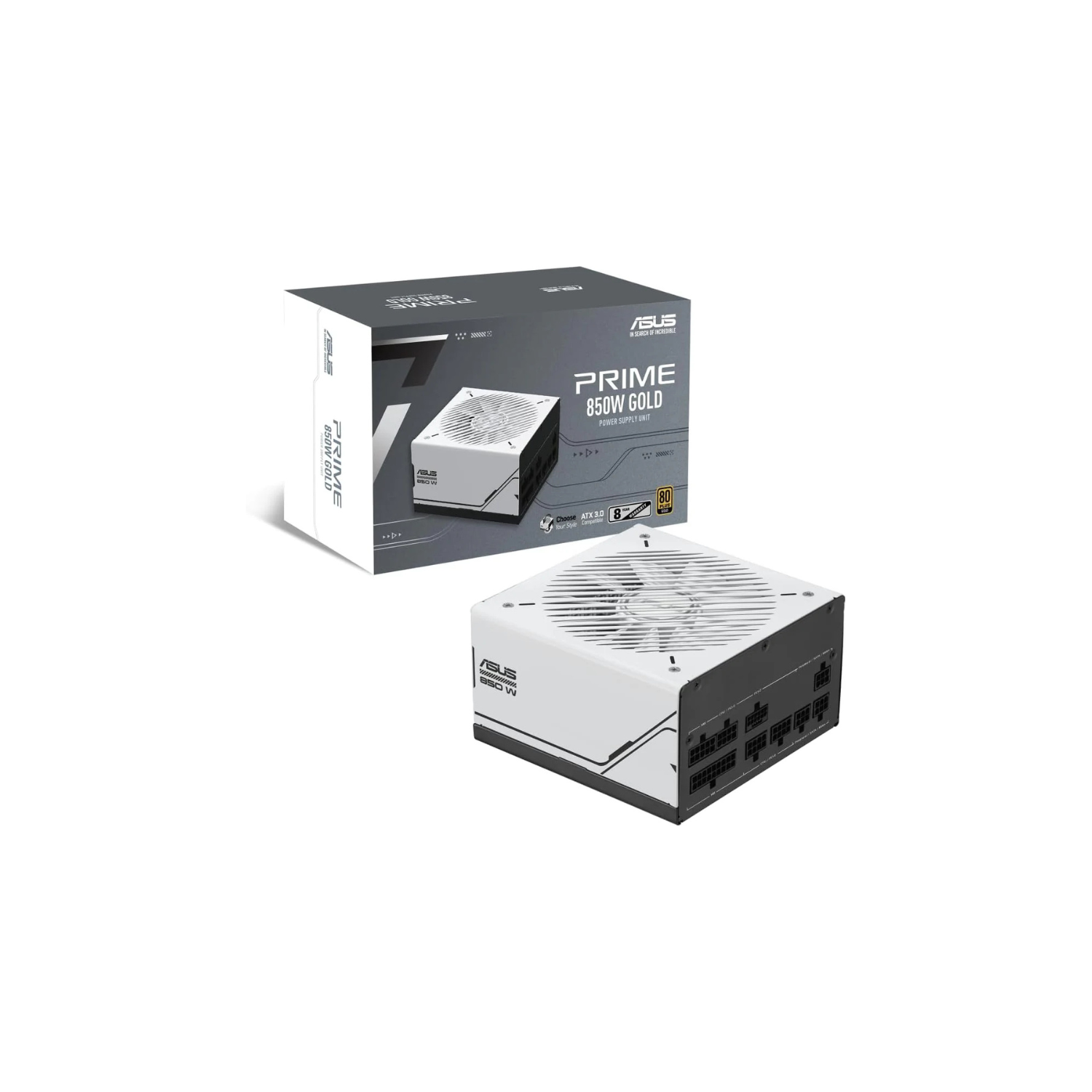 ASUS Prime AP 750G 750 W Gold Power Supply – Fully Modular ATX 3.0 (Black/White)