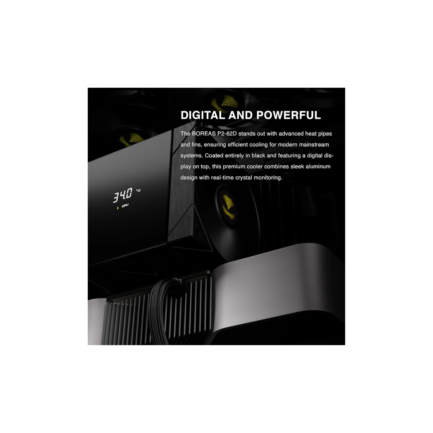 GAMDIAS BOREAS P2-62D CPU Air Cooler – Compact, Silent Cooling, High-Performance for Gaming & Desktop PCs