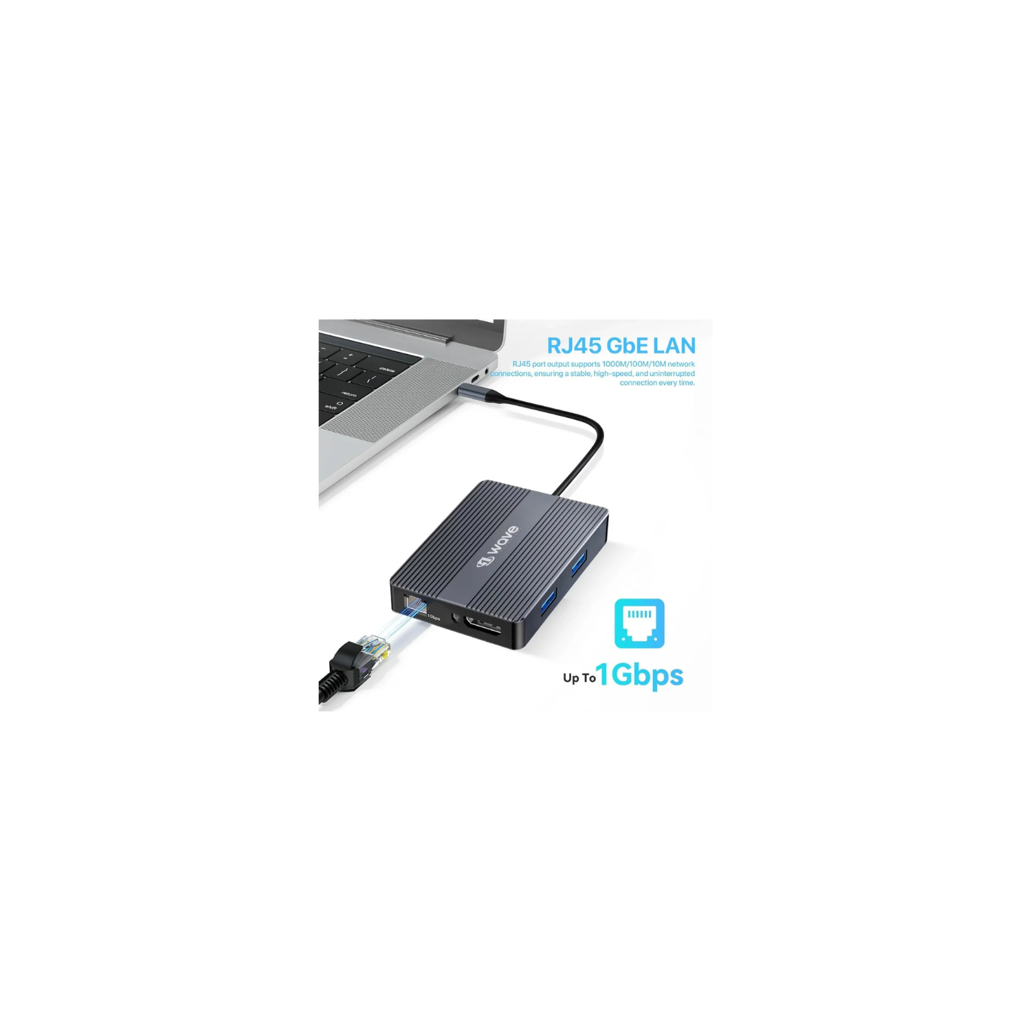 First Wave SlimDock 7-in-1 USB-C Hub – 2× USB 3.2, USB-C 3.2 (10Gbps), 100W PD Fast Charging, HDMI 4K@60Hz, DP 1.2, Gigabit Ethernet LAN, Aluminum Alloy, Metallic Grey Multiport Docking Station