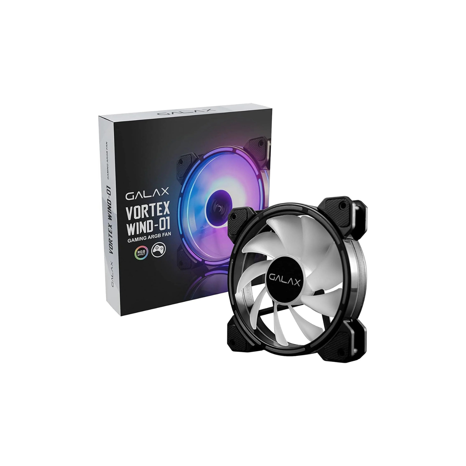 GALAX Vortex Wind-01 120 mm ARGB Case Fan – High-Airflow Silent Hydraulic Bearing Fan, 3-Pin + 5 V Addressable ARGB, Low Noise