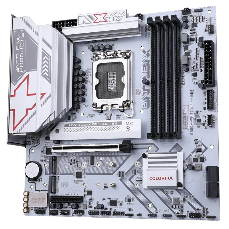 Colorful BATTLE-AX B860M-WHITE WIFI V20 Motherboard – Intel B860 Chipset, LGA 1700, DDR5/DDR4 Support, WiFi 6, PCIe 5.0, M.2 Slots, High-Performance Gaming & Productivity Board