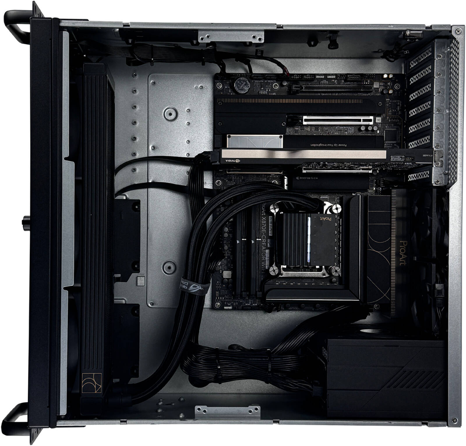 Rackmounted Workstation - Intel Core i9-14900KF 24 Cores 32 Threads, NVIDIA RTX A2000 12GB, 32GB DDR5 RAM 6400MHz, 4TB SSD Gen 4, 1050W 80 PLUS Gold PSU, 360mm Liquid Cooler