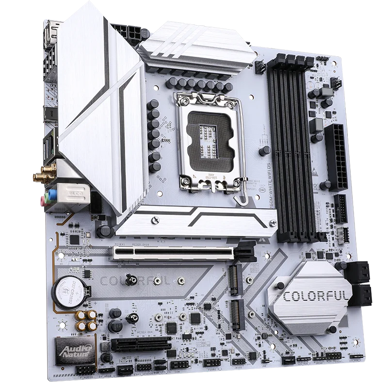 Colorful BATTLE-AX B760M-WHITE WIFI D5 V20 Micro-ATX Motherboard – Intel B760, LGA 1700, DDR5, PCIe 5.0, M.2 Slots, WiFi 6, White Edition High-Performance Gaming & Productivity Board