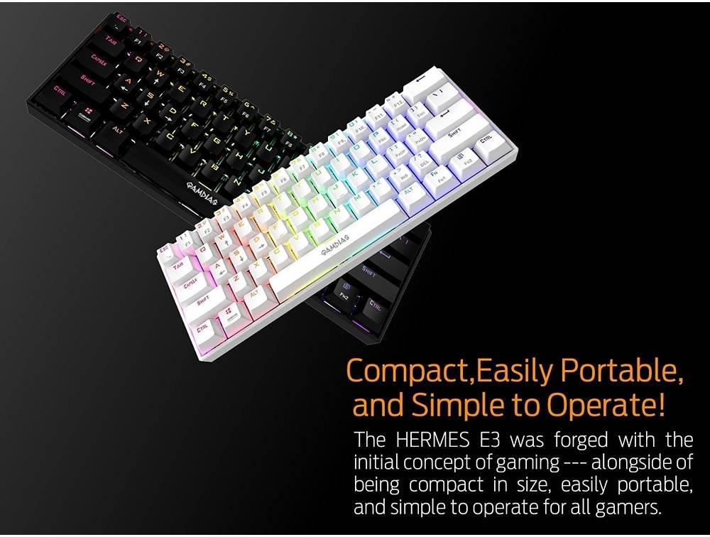 GAMDIAS Hermes E3 Black RGB Wired Gaming Keyboard – Mechanical-Feel Keys, Anti-Ghosting, RGB Backlit, Ergonomic Design, PC Gaming Keyboard