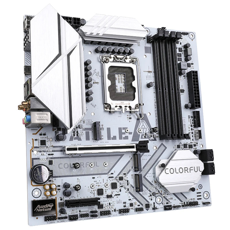 Colorful BATTLE-AX B760M-WHITE WIFI V20 Micro-ATX Motherboard – Intel B760, LGA1700, DDR5, PCIe 4.0, M.2 Slots, WiFi 6, High-Performance Gaming & Productivity Board – White Edition