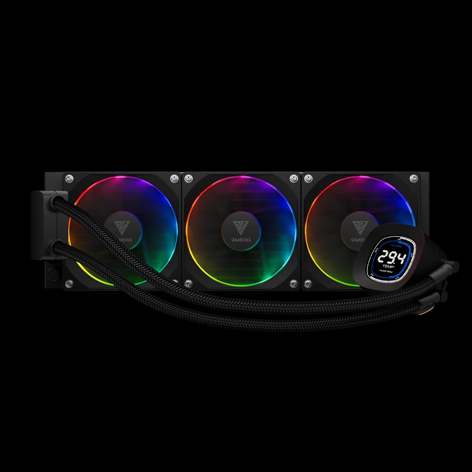 GAMDIAS CHIONE M4-360 Black RGB Liquid CPU Cooler – 360mm High-Performance Water Cooling System