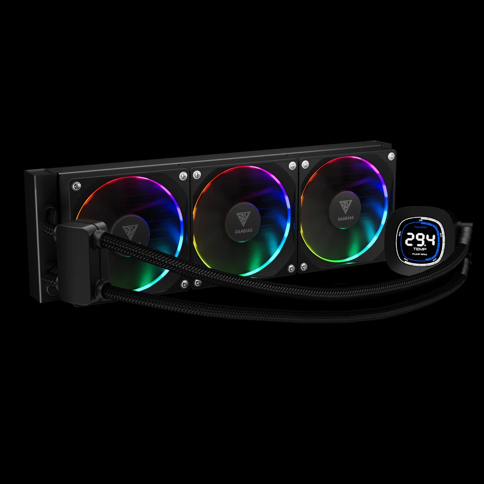 GAMDIAS CHIONE M4-360 Black RGB Liquid CPU Cooler – 360mm High-Performance Water Cooling System