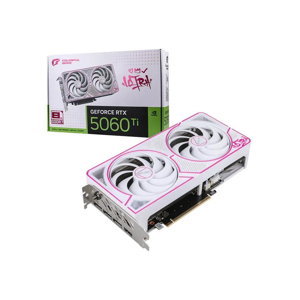 Colorful IGame GeForce RTX 5060 Ti Ultra W DUO OC 8GB Graphics Card – NVIDIA Ada Lovelace Architecture, 8GB GDDR6, Dual-Fan Cooling, DLSS 3, Ray Tracing, PCIe 4.0, HDMI & DisplayPort, Overclocked Gaming GPU