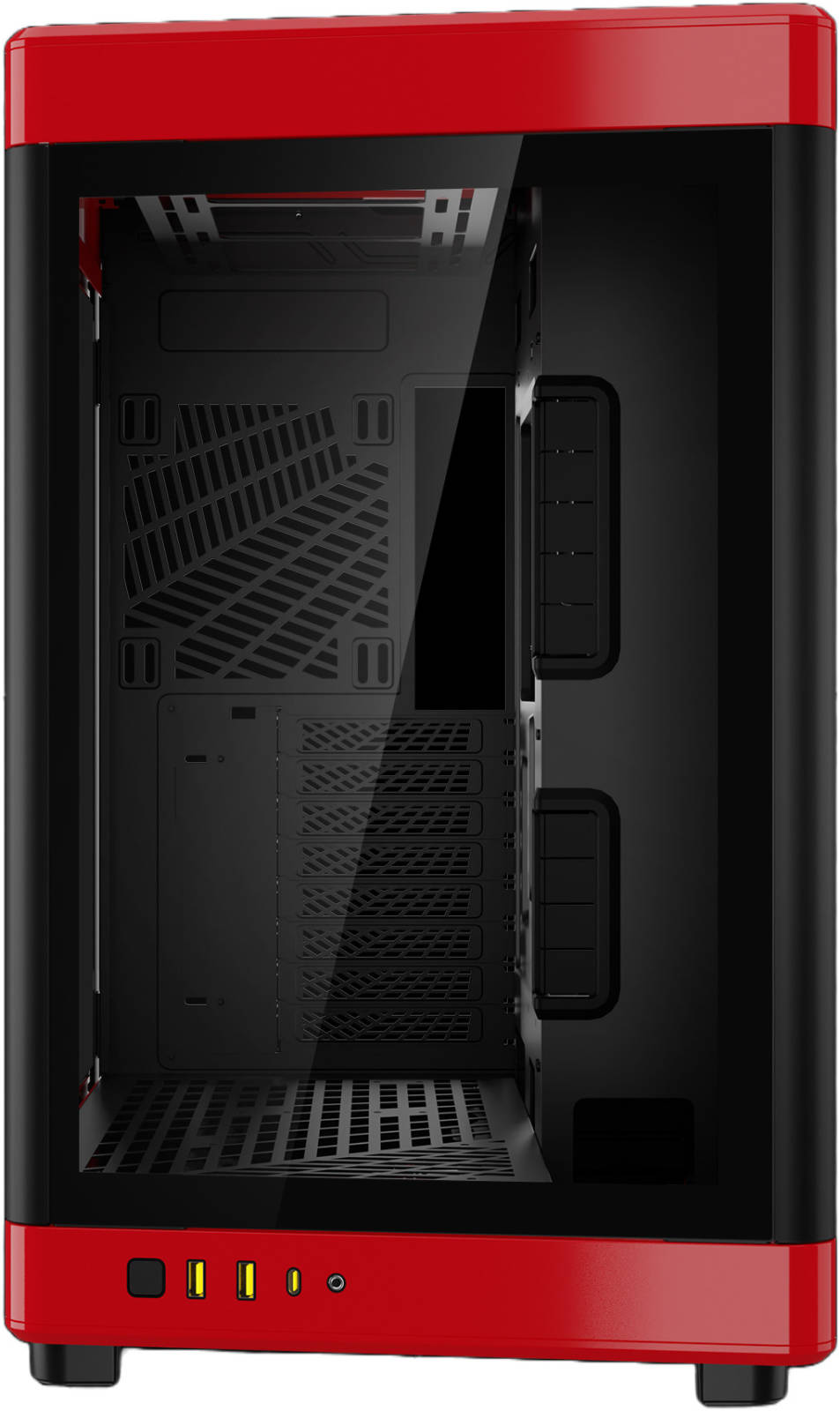 GAMDIAS NESO P1 Black/Red Tower Gaming Case – Tempered Glass, High Airflow, ATX/E-ATX Compatible