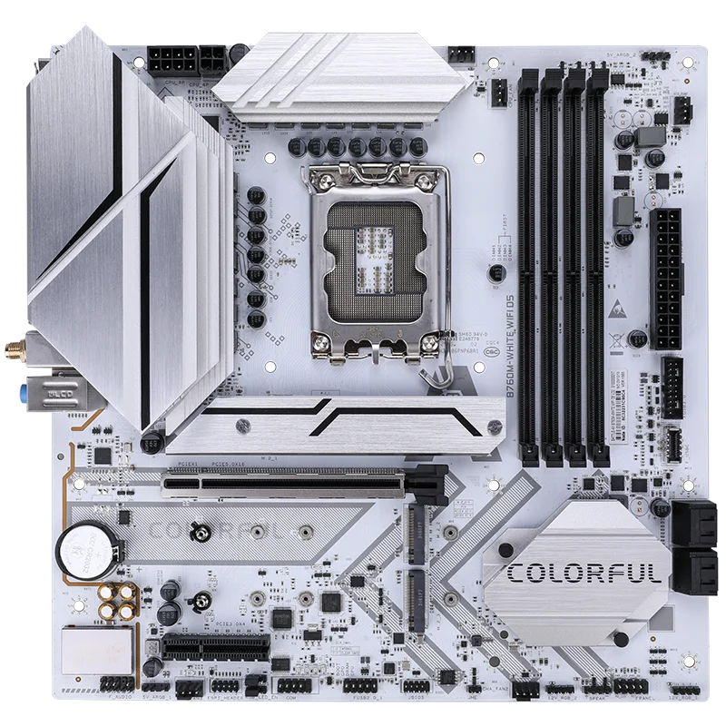 Colorful BATTLE-AX B760M-WHITE WIFI D5 V20 Micro-ATX Motherboard – Intel B760, LGA 1700, DDR5, PCIe 5.0, M.2 Slots, WiFi 6, White Edition High-Performance Gaming & Productivity Board