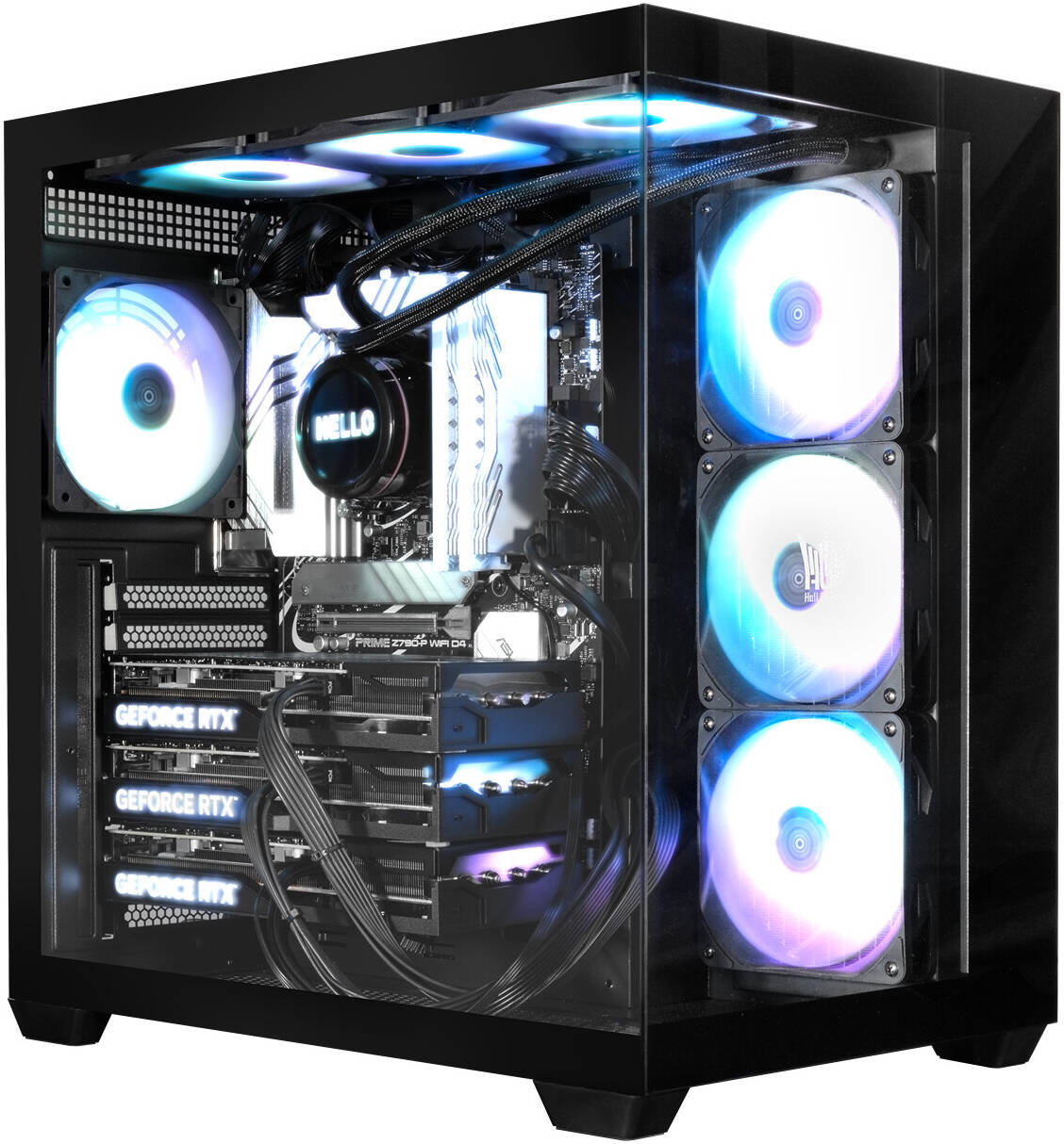 GALAX HOF ALLSYNQ Black Mid-Tower ATX Gaming PC Case – Tempered Glass Side Panel, Pre-Installed 4 ARGB Fans, Dual-Chamber Layout, Supports 360 mm Radiator & High-End GPU Builds