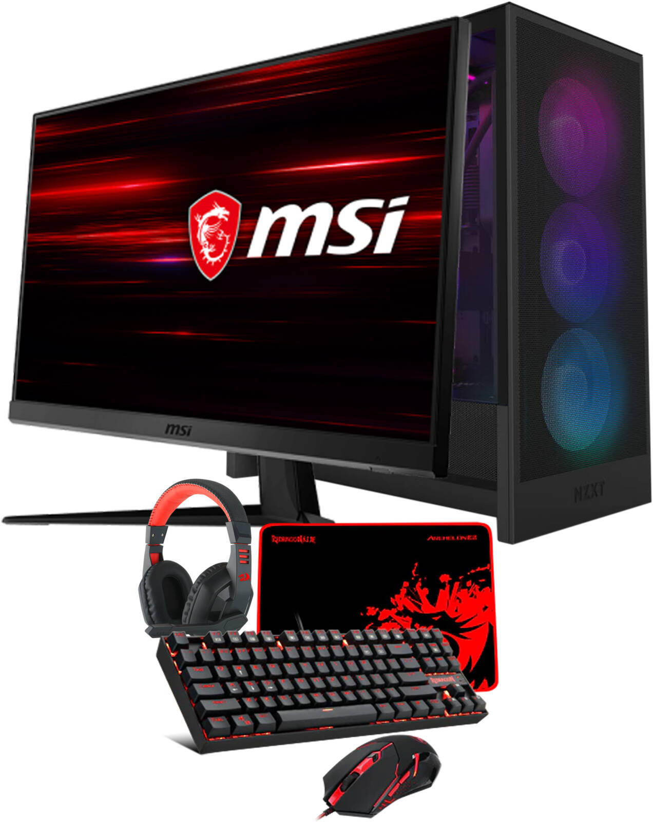 GamerGainz Gaming PC - AMD Ryzen 5 7600X 6 Cores 12 Threads, NVIDIA RTX 3060 Ti 8GB, 32GB DDR5 RAM 6000MHz, 1TB SSD, 750W PSU, 240mm Liquid Cooler, 23.8" HD Monitors 144Hz, 4 in one combo