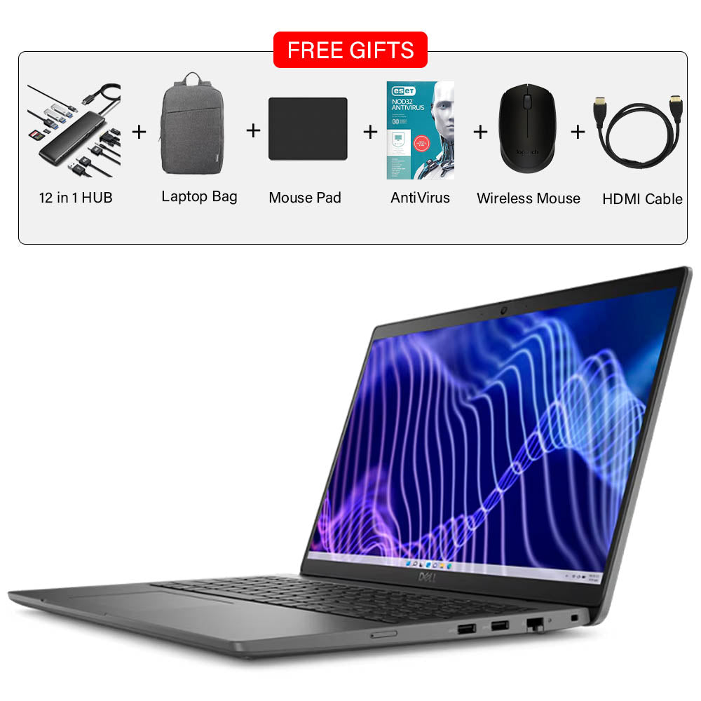 Dell Business Laptop Latitude 3540 - FREE 12 in 1 HUB + HDMI CABLE + LAPTOP BAG + ANTI VIRUS + MOUSE & PAD | 15.6" FHD Display, Intel i7-1355U, Webcam, USB-C, HDMI (Upgrade)