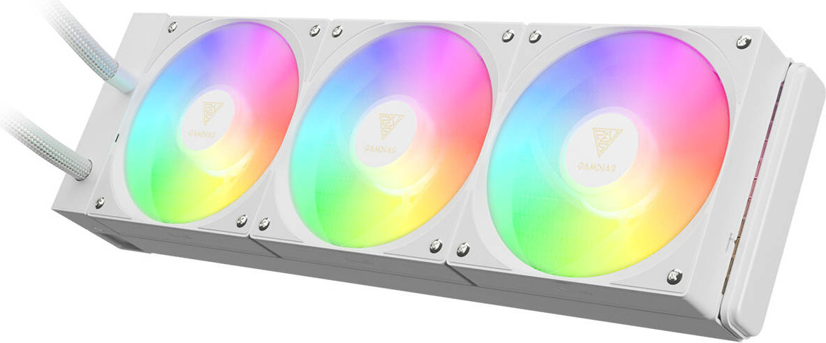 GAMDIAS CHIONE E4-360 White RGB Liquid CPU Cooler – 360mm High-Performance Water Cooling System