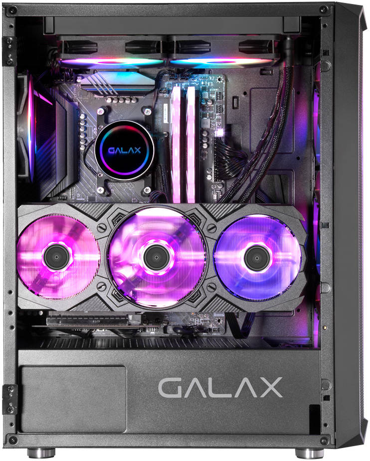 GALAX Revolution 07 ATX Mid-Tower Gaming PC Case – Tempered Glass Side Panel, SPCC Construction, Supports Up to 360 mm Radiator & 330 mm GPU, Black