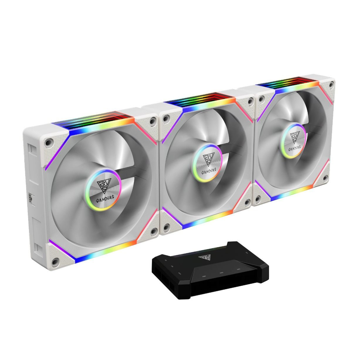 GAMDIAS AEOLUS P2-1203U 120mm White RGB Cooling Fan – Quiet High Airflow PC Case Fan with RGB Lighting