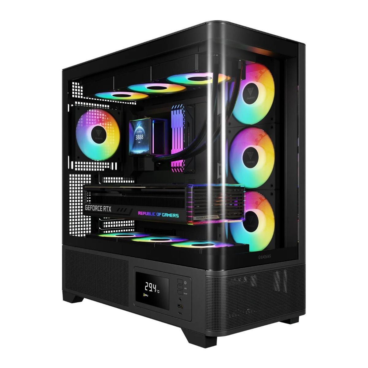GAMDIAS ATLAS P2 CG Mid-Tower Gaming Case – Tempered Glass, RGB Lighting, ATX/Micro-ATX Compatible