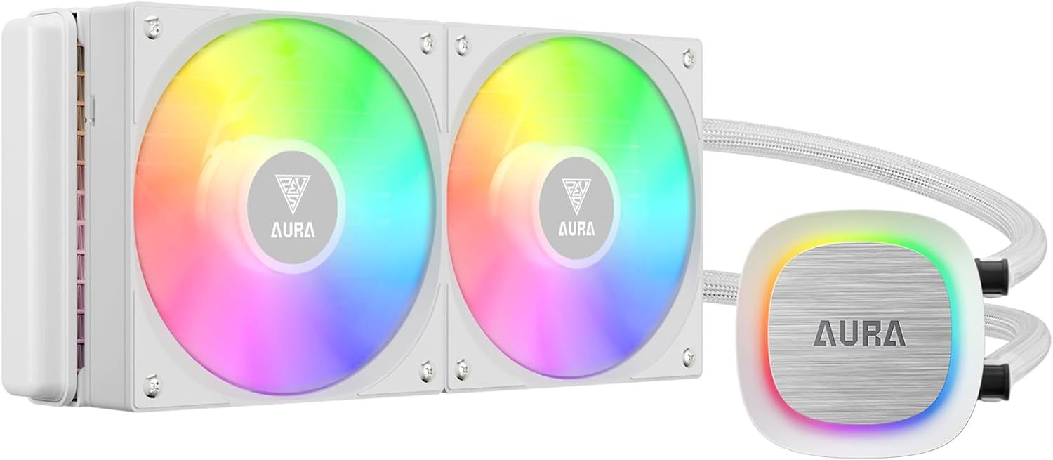 GAMDIAS AURA GL240 V2 White RGB Liquid CPU Cooler – 240mm High-Performance Water Cooling System