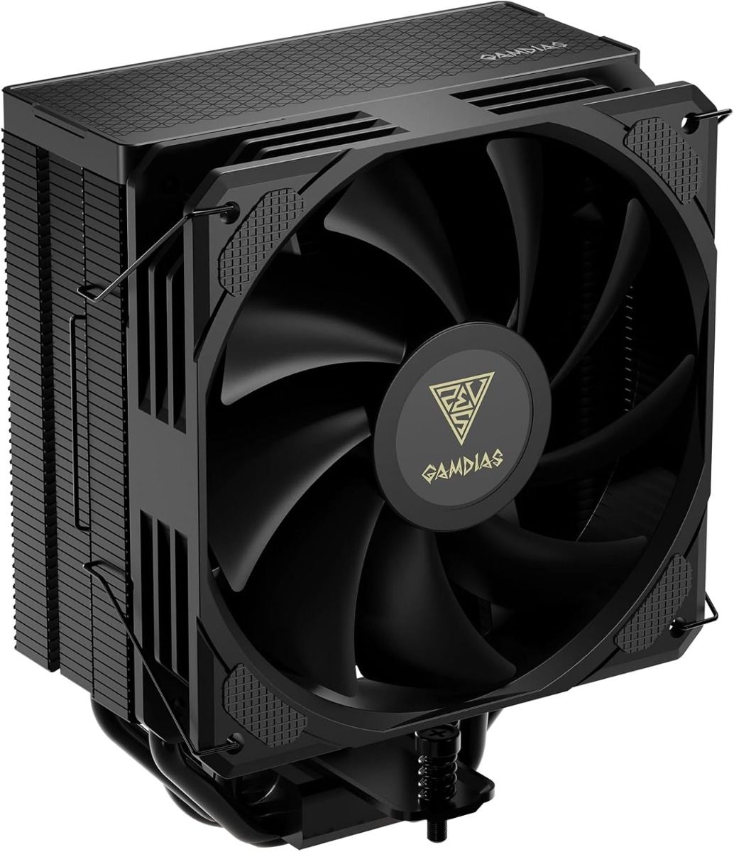 GAMDIAS BOREAS E2-410 Black CPU Air Cooler – High-Performance Silent Cooling, RGB Lighting Compatible, Easy Installation for Gaming & Desktop PCs