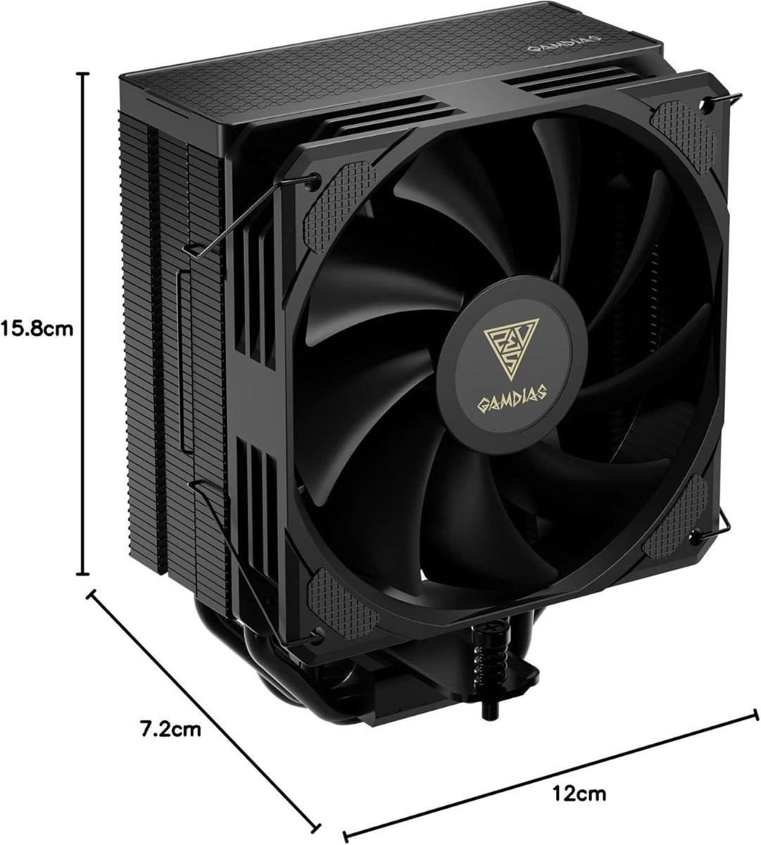 GAMDIAS BOREAS E2-410 Black CPU Air Cooler – High-Performance Silent Cooling, RGB Lighting Compatible, Easy Installation for Gaming & Desktop PCs