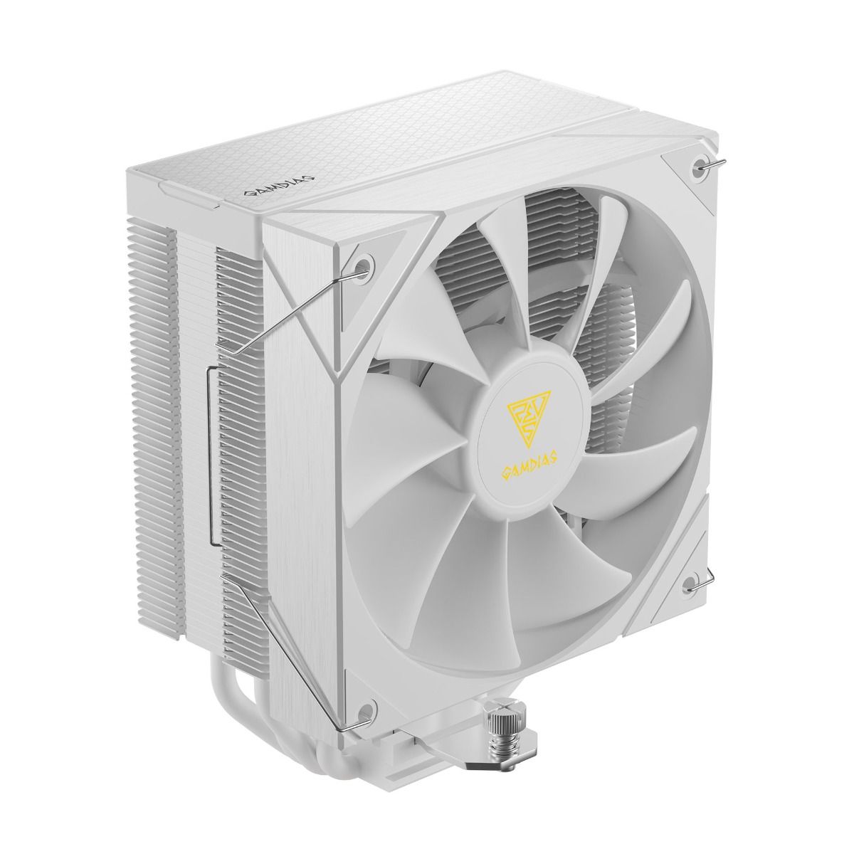 GAMDIAS BOREAS E2-410 White CPU Air Cooler – High-Performance Silent Cooling, RGB Lighting Compatible, Easy Installation for Gaming & Desktop PCs