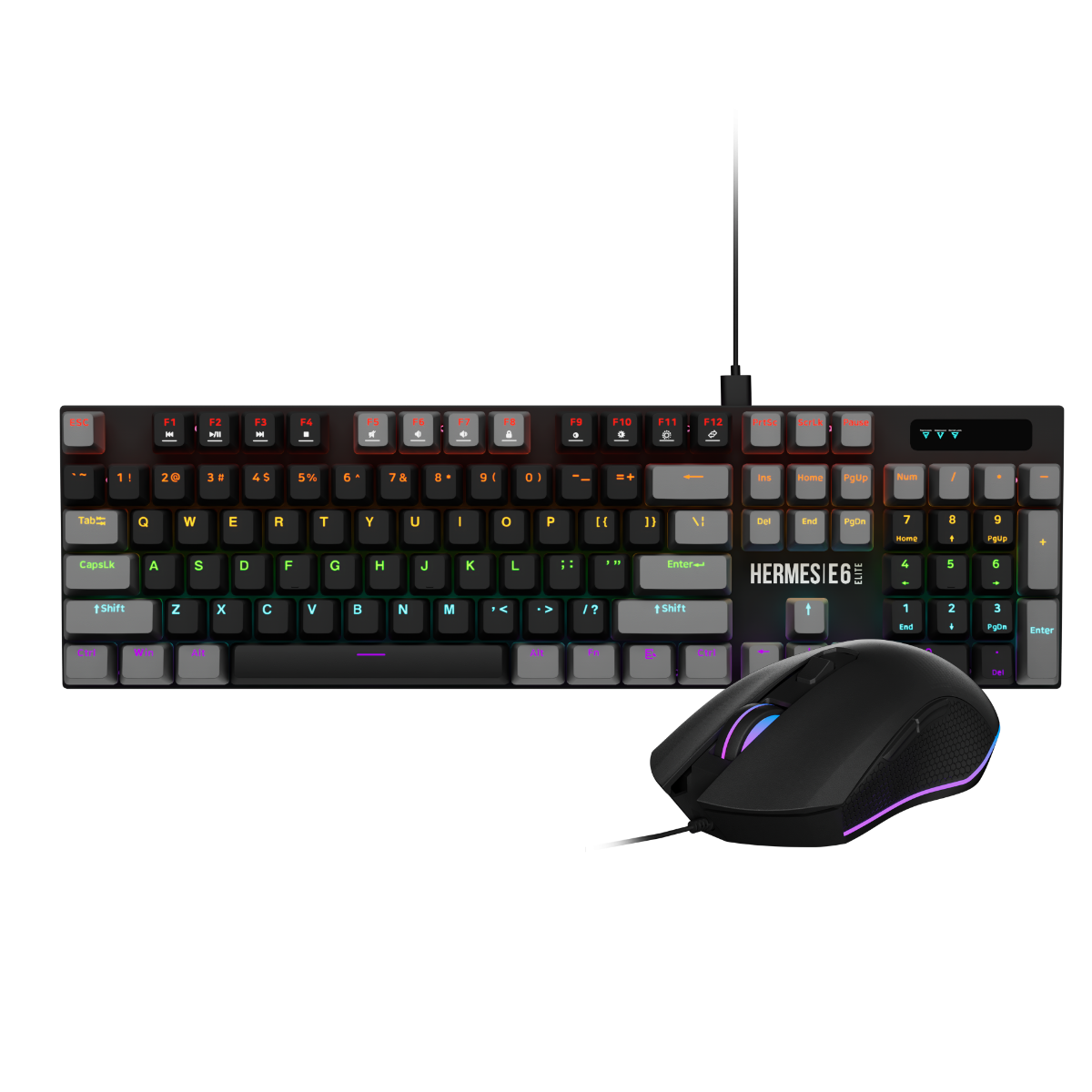 GAMDIAS HERMES E6 Elite Wired Gaming Keyboard & Mouse Combo – RGB Backlit, Mechanical Feel Keys, High-Precision Gaming Mouse, Anti-Ghosting, Ergonomic Design