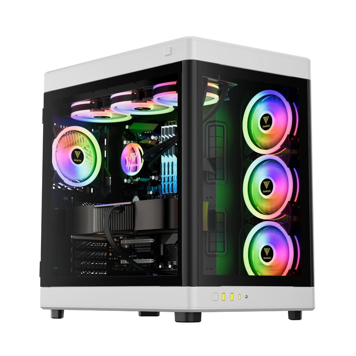 GAMDIAS NESO P1 White Full Tower Gaming Case – Tempered Glass, High Airflow, ATX/E-ATX Compatible