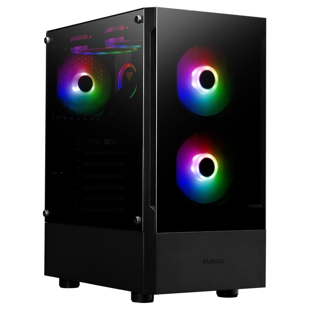 GAMDIAS TALOS E3 Black Mid Tower Gaming Case – RGB Lighting, Tempered Glass, ATX/Micro-ATX Compatible