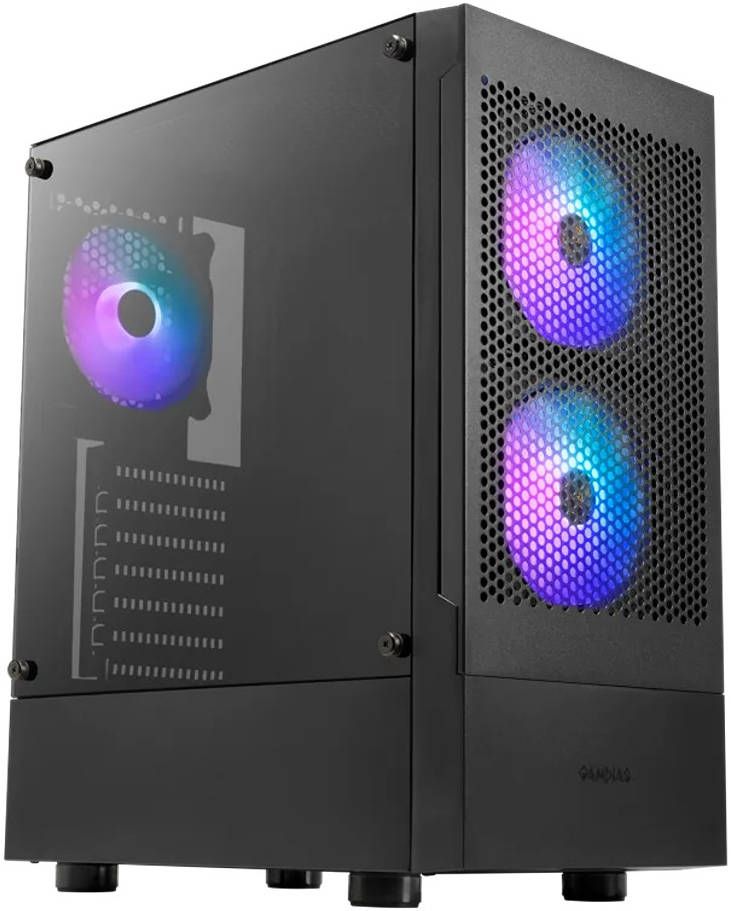 GAMDIAS TALOS E3 Mesh Black Mid Tower Gaming Case – High Airflow, RGB Compatible, Tempered Glass, ATX/Micro-ATX