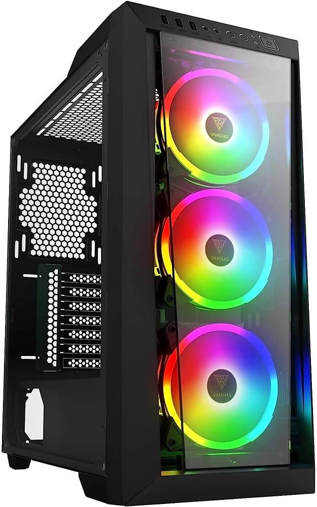 GAMDIAS TALOS E3 White Mid Tower Gaming Case – High Airflow, RGB Compatible, Tempered Glass, ATX/Micro-ATX