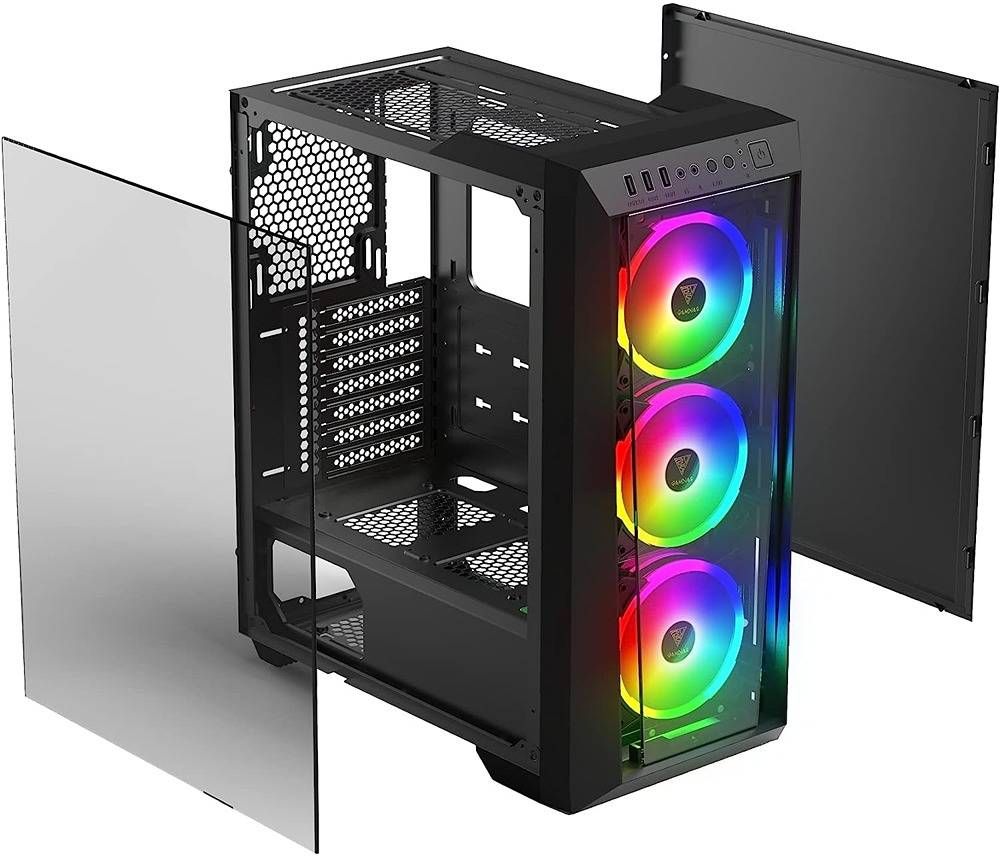 GAMDIAS TALOS E3 White Mid Tower Gaming Case – High Airflow, RGB Compatible, Tempered Glass, ATX/Micro-ATX