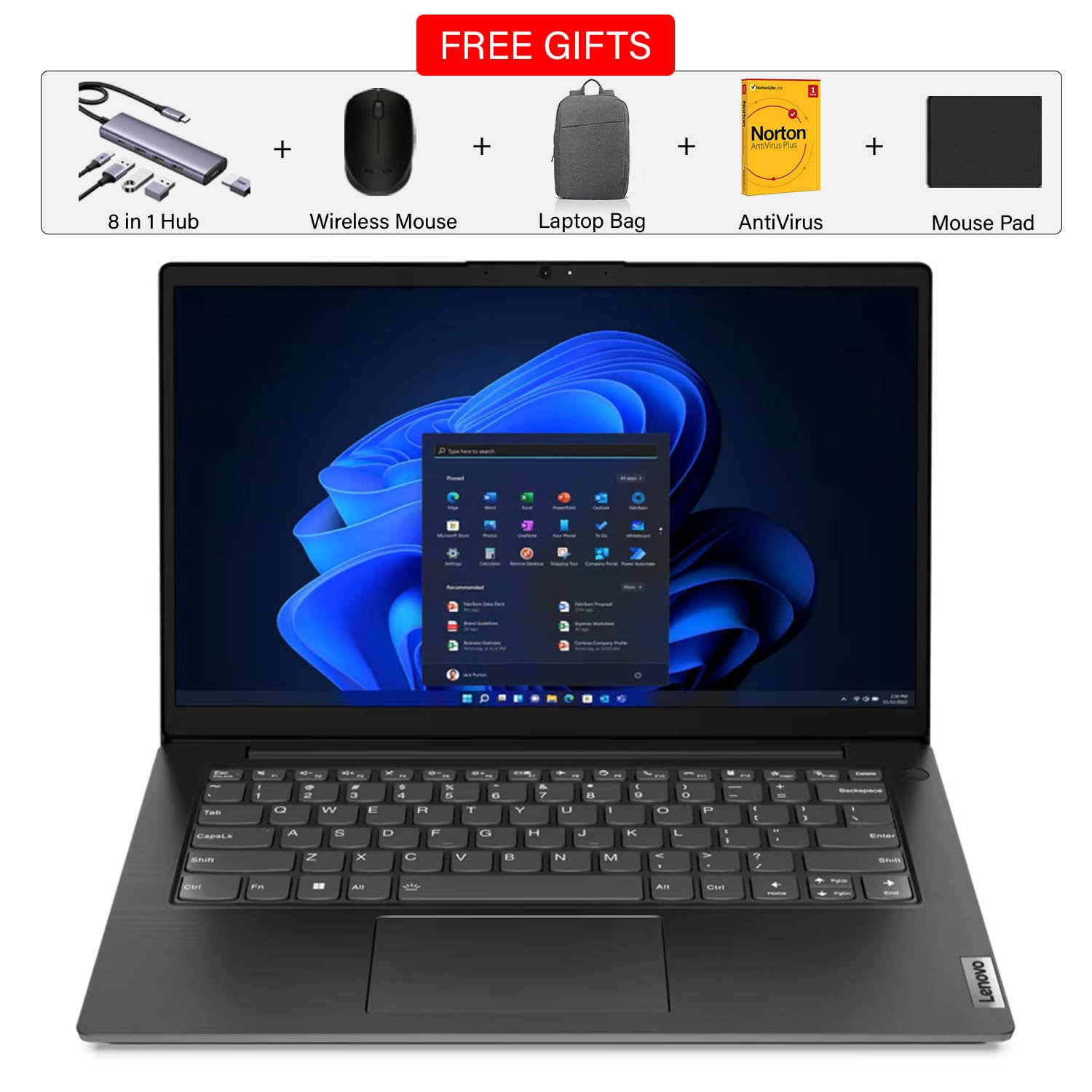 Lenovo V14 | Intel Core i3-1215U | 8GB RAM | 512GB SSD | Free 8-in-1 Hub + Laptop Bag + Mouse + Mousepad + Antivirus