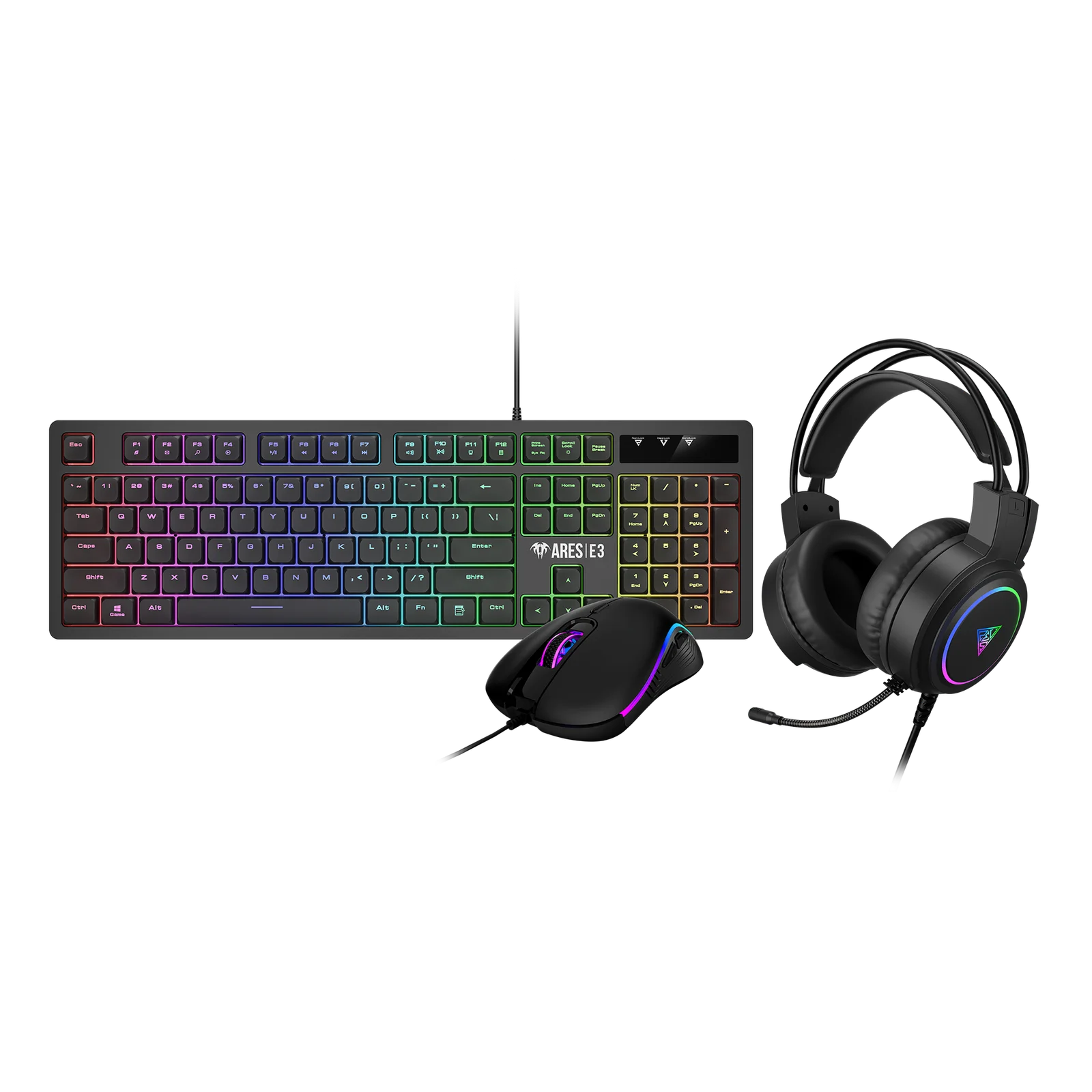 GAMDIAS Poseidon E2 3-in-1 Combo – Wired Gaming Keyboard, Mouse & Mousepad – RGB Backlit, Anti-Ghosting, High Precision, Ergonomic Design