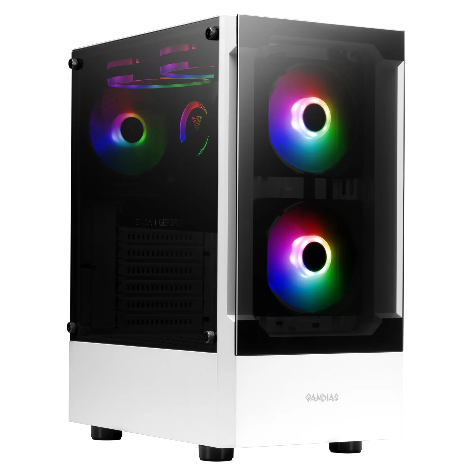 GAMDIAS TALOS E3 White Mid Tower Gaming Case – High Airflow, RGB Compatible, Tempered Glass, ATX/Micro-ATX
